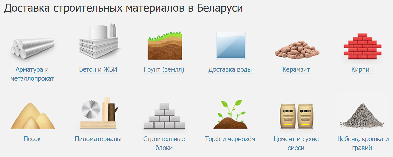 Виды стройматериала в Беларуси